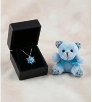 Saklı Takı Aqua Mavi Zirkon Taşlı 925 Ayar Gümüş Lotus Kolye Sevgiliye Özel I Love You Yazılı Ayıcık Anahtarlık Çanta Charmı Hediyeli