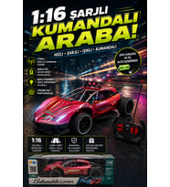 1:16 Şarjlı Kumandalı Araba - Işıklı Uzaktan Kumandalı Spor Oyuncak Araba (Şarj Pili Dahil)