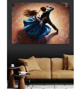 Vals Yapan Romantik Dansçı Çift Dekoratif Kanvas - Mdf Ahşap Tablo