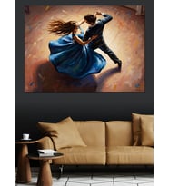 Vals Yapan Romantik Dansçı Çift Dekoratif Kanvas - Mdf Ahşap Tablo