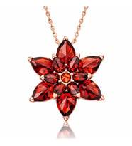 Gümüş Rose Kırmızı Lotus Çiçeği Kolye