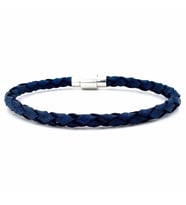 LACİVERT HAKİKİ SAÇ ÖRGÜ DERİ METAL MIKNATIS ERKEK BİLEKLİK M019G