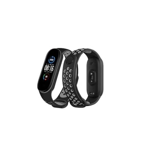 Mi Band 7 Spor Delikli Kordon - Siyah-Gri