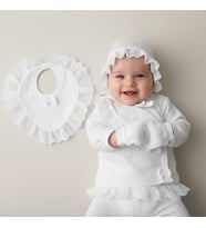 KIZ BEBEK 0-3 AY %100 PAMUK NAKIŞLI PREMİUM KALİTE SET (Parlak Beyaz)