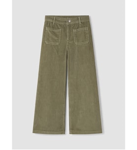 LC WAIKIKI Yeşil Regular Fit Kız Çocuk Kadife Pantolon