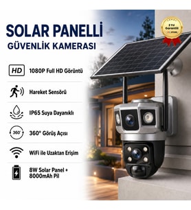 1080P 360 Derece Hareketli Güvenlik Kamera Sensörlü Dış Mekan Kullanımına ve Suya Dayanıklı Solar