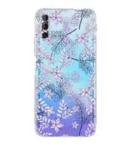 PrintiFy Huawei Psmart ProUyumlu Kamera Korumalı Floral Lila Tasarımlı Şeffaf Silikon Kılıf