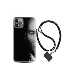 Iphone 11 Pro Max Kılıf Desenli Silikon Boyun Askılı Atatürk Portre 3 1331 Uyumlu