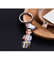 BK Gift Kişiye Özel Chef Karikatürlü Ahşap Anahtarlık-1 Sevgiliye Hediye, Arkadaşa Hediye, Doğum Günü Hediyesi
