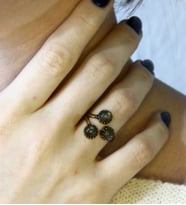 Doğal Taş Labradorit 3'lü Doğal Taşlı Antik Model Kadın Ayarlanabillir Yüzük euy89lbt (Gri)