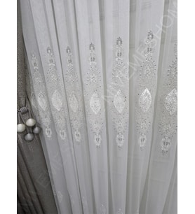 NİVEMESHOME ELİSYA 3812 GÜMÜŞ IŞILTILI 1/3 PİLELİ BAMBU TÜL PERDE