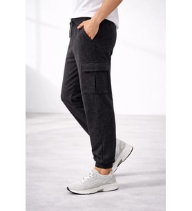 Erkek Jogger Eşofman Altı Kargo Cepli Lastikli Paça Spor Pantolon - Füme