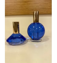 ŞAMDAN MUMLUK 2'Lİ KRİSTAL MAVİ ALTIN PİRİNÇ