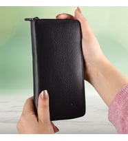 My Valice Unisex Telefon Bölmeli Hakiki  Deri Cüzdan ve Kartlık 1821 (Siyah)