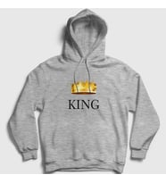 Presmono Unisex Gri King Kral Kapüşonlu Sweatshirt 381383tt (Gri)