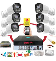 Bises 6 lı Araç Yüz ve İnsan Tanımalı Hareket Algılayan 5 MP Lens 4 Warm Led Gece Renkli Gösteren Güvenlik Kamera Seti BS2304W
