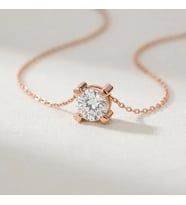 925 Ayar Gümüş Tektaş Zirkon Taşlı Rose Gold Kadın Kolye
