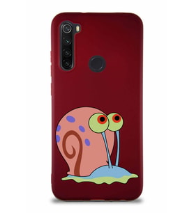 Xiaomi Redmi Note 8 Soft Premier Kapak Salyangoz Gary Tasarımlı Silikon Kılıf - Mürdüm (Şeffaf)