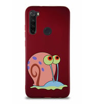Xiaomi Redmi Note 8 Soft Premier Kapak Salyangoz Gary Tasarımlı Silikon Kılıf - Mürdüm (Şeffaf)