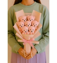 7 Adet Peluş Pembe Renk Ayıcık Buketi