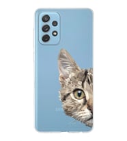 Samsung Galaxy A72 Uyumlu Kapak Catface Tasarımlı Şeffaf Silikon Kılıf