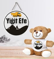 Kişiye Özel Bebek Kapı Süsü ve Peluş Ayıcık Seti – Baby Shower / Hastane Odası