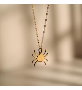 Kişiye Özel Minimal Çizim Örümcek Kolye 925K Gümüş (Gold)