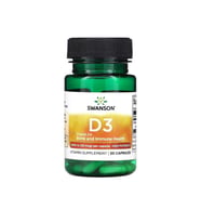 Swanson, Vitamin D3, High Potency, 1,000 IU (25 Mcg), 30 Kapsül