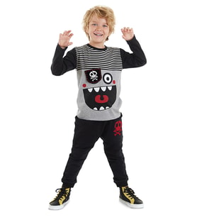 Çizgili Korsan Erkek Çocuk T-shirt Pantolon Takım (Çok Renkli)