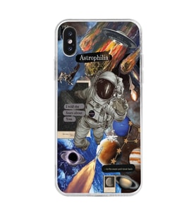 Iphone X ve XS Uyumlu Astrophilia Uzay Kolaj Tasarımlı Şeffaf Telefon Kılıfı