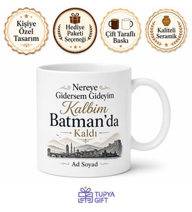 Batman Memleket Özlemi Yazılı Kupa Bardak Hediye Özel Tasarım
