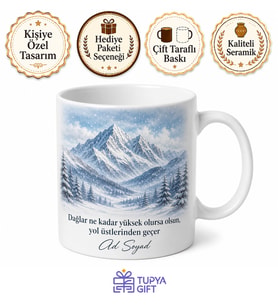 Erzurum Dağ ve Kar Temalı Baskılı Kupa Bardak Hediye Porselen Mug