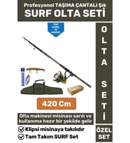 Profesyonel Kullanıma Hazır Şık Taşıma Çantası Hediyeli Balıkçı Hobi Tam Takım SURF OLTA SETİ 420 Cm