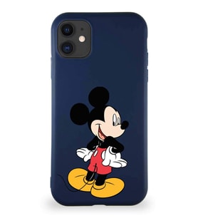 Apple iPhone 11 Soft Premier Kapak Mickey Mouse-D Tasarımlı Silikon Kılıf - Lacivert (Şeffaf)