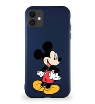 Apple iPhone 11 Soft Premier Kapak Mickey Mouse-D Tasarımlı Silikon Kılıf - Lacivert (Şeffaf)