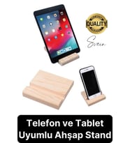 Doğal Masaüstü Ahşap Cep Telefonu ve Tablet Standı Natural Görünüm Şık İphone Android İos Uyumlu