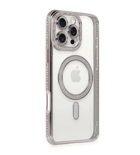 Apple iPhone 16 Pro Kılıf Joke Simli Magneticsafe Kılıf - Pembe