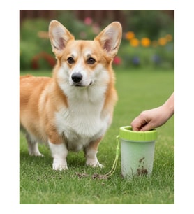 Köpek Pati Yıkama ve Temizleme Kabı – Silikon Fırçalı, Taşınabilir, Orta ve Büyük Irklar İçin