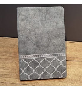 Desenli Gri Deri Defter