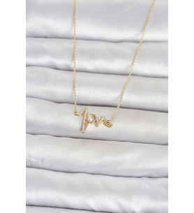 Pirinç Gold Renk Kalp Ritmi Model Kadın Kolye TJ-BKO11124