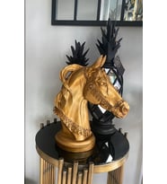 Dekoratif At Kafası Büst Büyük Boy Heykeli (Gold)