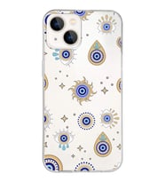 PrintiFy Apple  iPhone 13 Mini ile Uyumlu 1mm Slim Fit Nazar Boncuğu 5 Baskılı Şeffaf  Kılıf