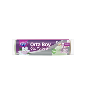 Büzgülü Çöp Torbası Yasemin Kokulu 15'li Orta Boy 55 x 60 cm 25 Paket