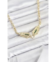 Pirinç Gold Renk Zirkon Taşlı Serenay Kolye TJ-BKO11130