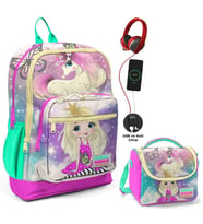 Coral High Su Yeşili Unicorn Okul ve Beslenme Çantası Seti - Usb Soketli - Kız Çocuk