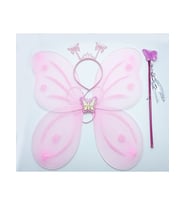 Toz Pembe Renk Kelebek Kanadı Tacı ve Sopası 50x37 cm (5343)