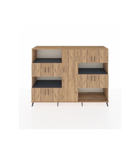 Hyperion Dolap 10 Raflı 9 Kapaklı 220x44x163 Çam-Çam/Antrasit