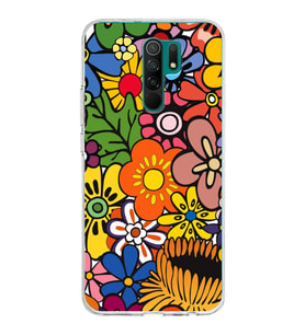 PrintiFy Xiaomi Redmi 9 ile Uyumlu 1mm Slim Fit Retro Renkler 2 Baskılı Şeffaf  Kılıf