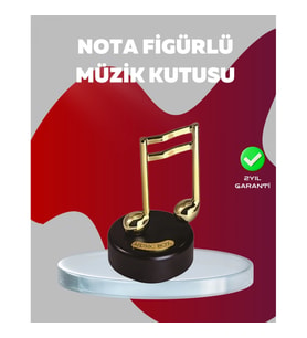 Mey İthalat® Altın Nota Figürlü Dönen Müzik Kutusu Dekoratif Music Box