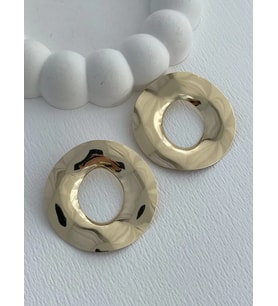 Özel Seri Simit Tasarım Gold Parlak Plaka Küpe